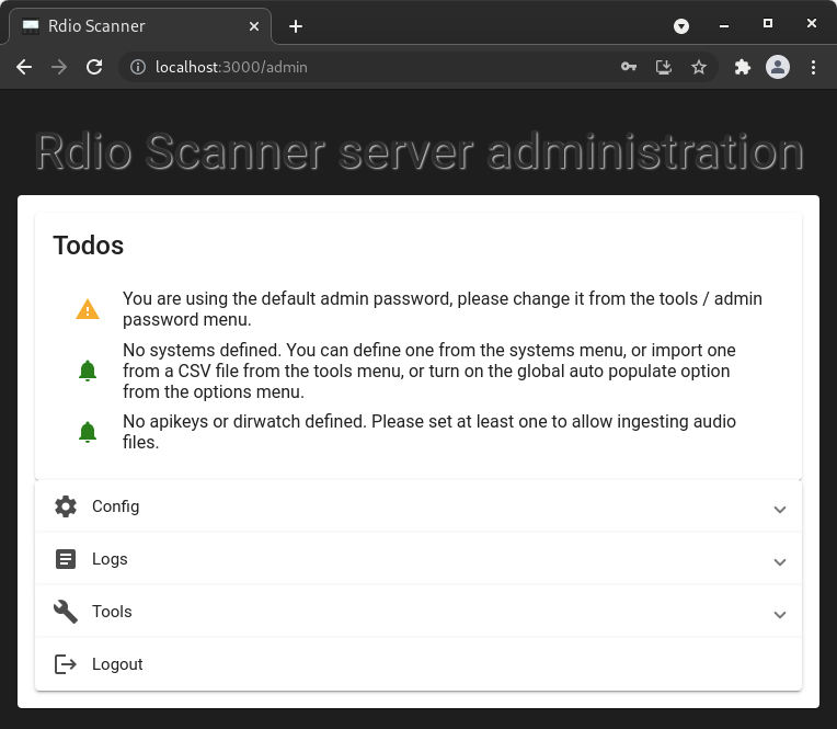 admin dashboard todos